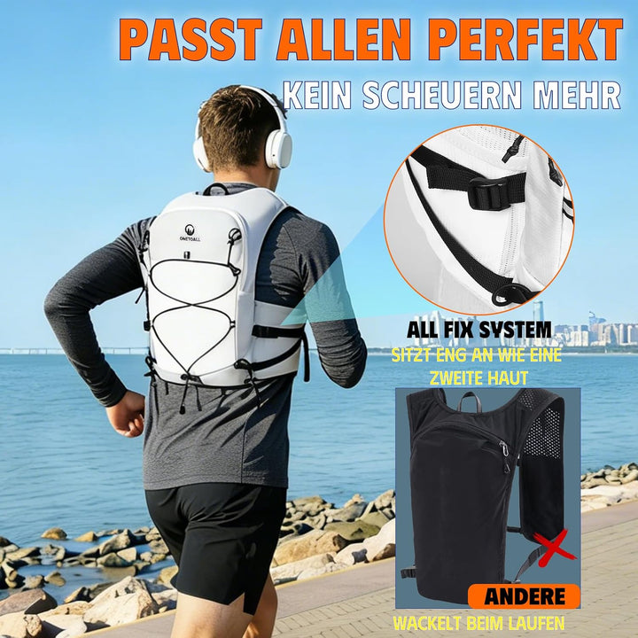 Laufweste Damen mit 2 Faltbare Trinkflasche 500ml, Trinkweste Laufen Herren, Running Vest Laufrucksa