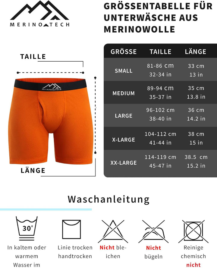 Merino.tech 100% Merino Unterwäsche Herren - Boxershorts Herren Merinowolle, Geruchsfrei Und Feuchti