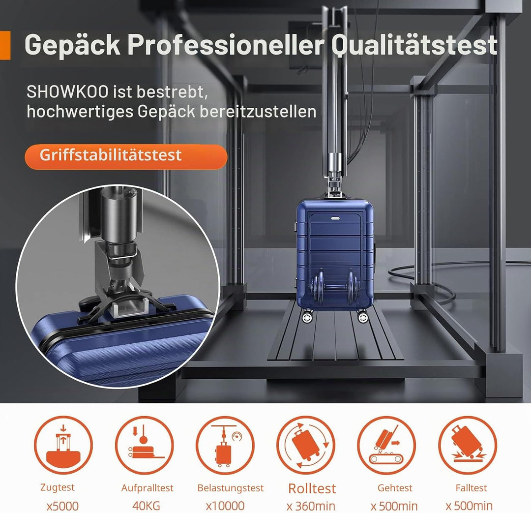 SHOWKOO Koffer Klein Hartschale Leicht Reisekoffer ABS+PC Haltbar Kabinen Trolley Handgepäck mit TSA