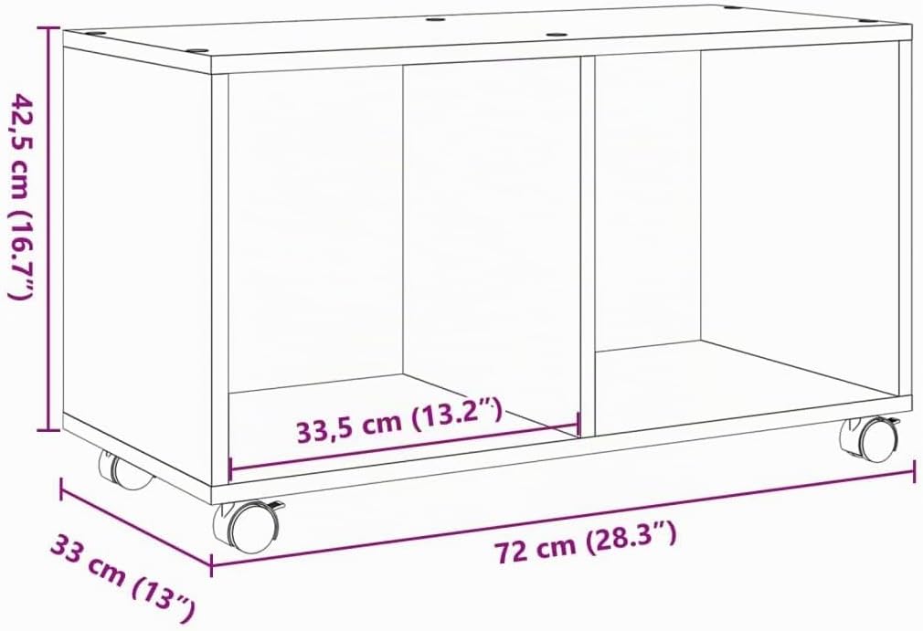 vidaXL Rollschrank, Rollcontainer mit Offenem Design, Aktenschrank für Büro Wohnzimmer, Büroschrank