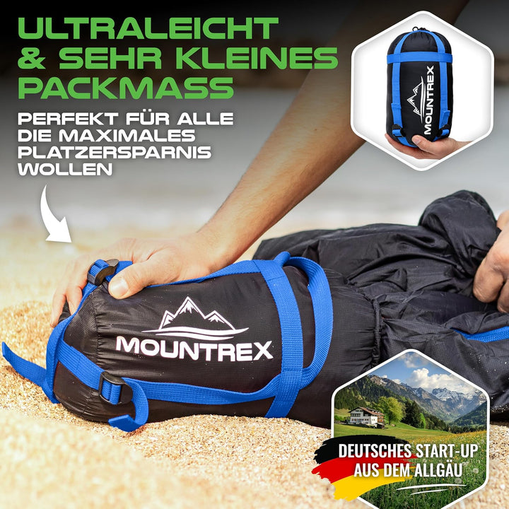 MOUNTREX Schlafsack Winter Sommer - Kleines Packmass & Ultraleicht (760g/1500g) - Outdoor Camping So