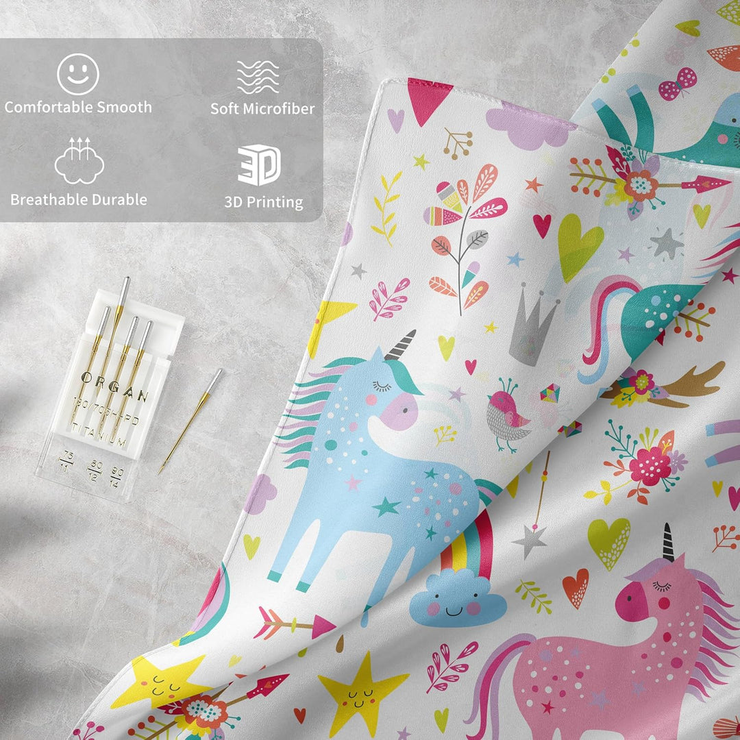HZVRTN Kinder Bettwäsche Einhorn Bettwäsche Set für Mädchen, Soft Mikrofaser Bettbezug mit Reissvers