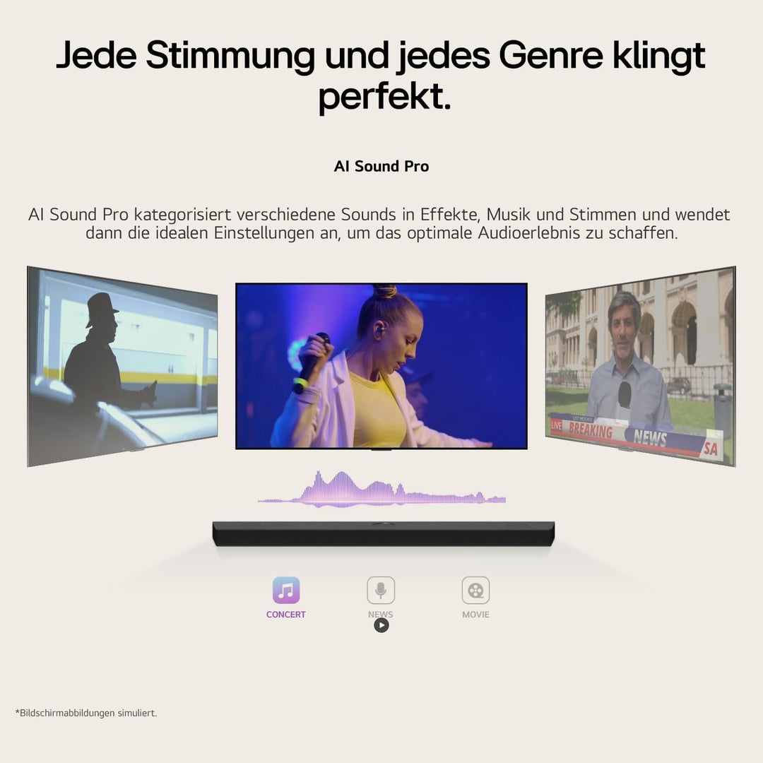 LG DS40T 2.1 Soundbar (300W) mit kabellosem Subwoofer (ARC, HDMI, Optisch, Bluetooth) [2024], Schwar