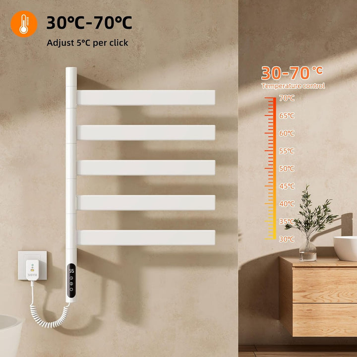 Handtuchheizkörper 180° Drehung Elektrisch Handtuchwärmer Handtuchtrockner 450×680mm 120W Weiss Elek