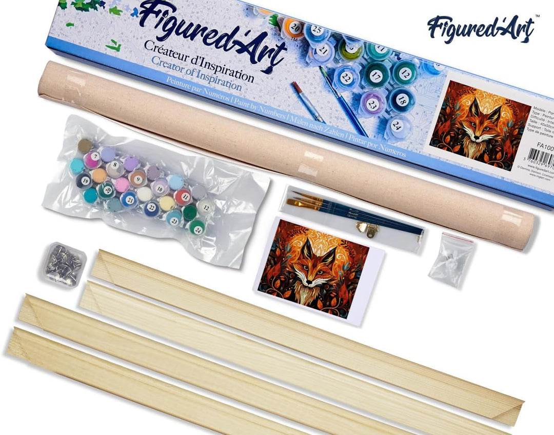 Figured'Art Malen Nach Zahlen Erwachsene Mit Rahmen Fuchs Art Deco - Paint by Numbers Basteln DIY Ba