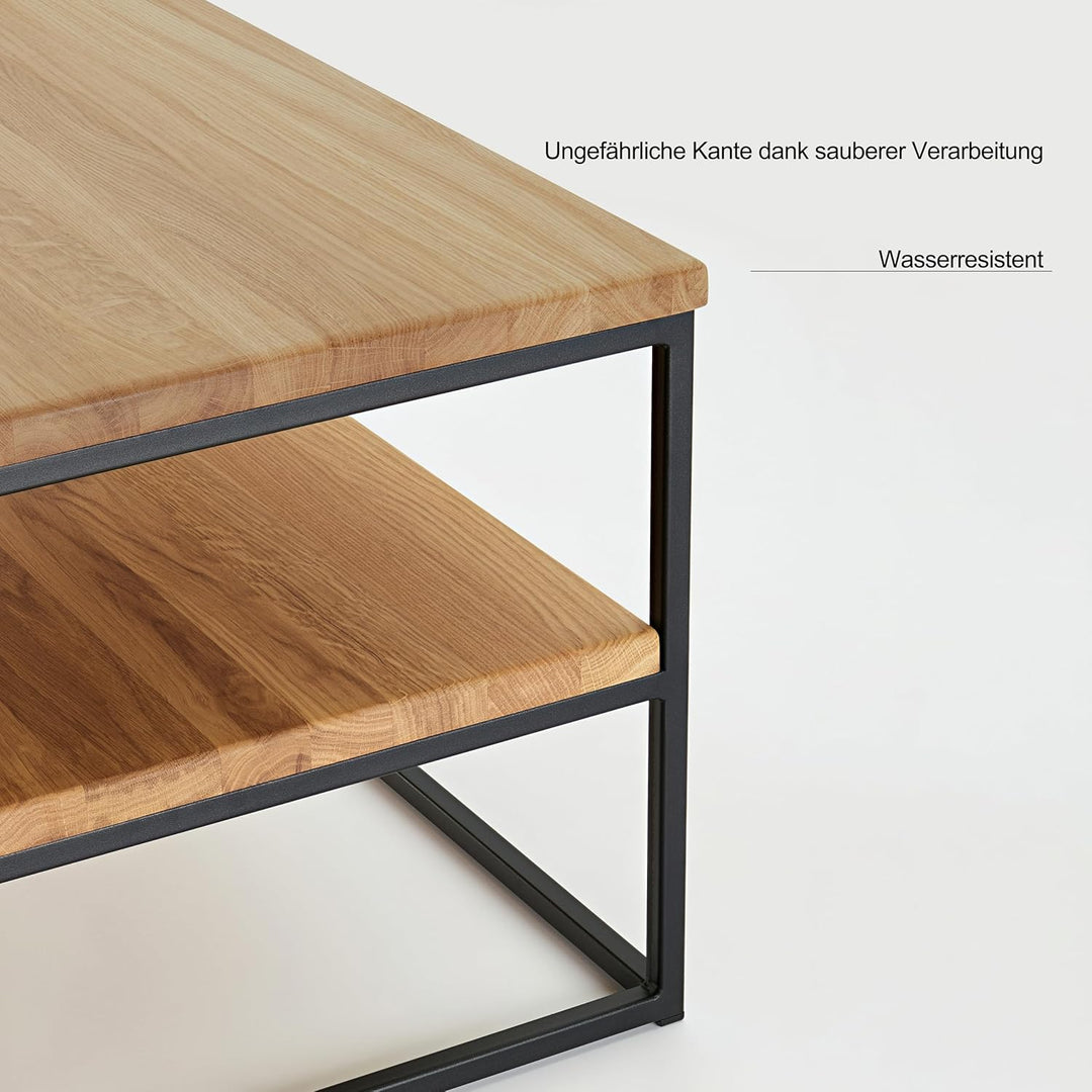 1 Original BestLoft® Couchtisch Boston Beistelltisch Industriedesign Loft (Eiche Hell Natur + Gestel