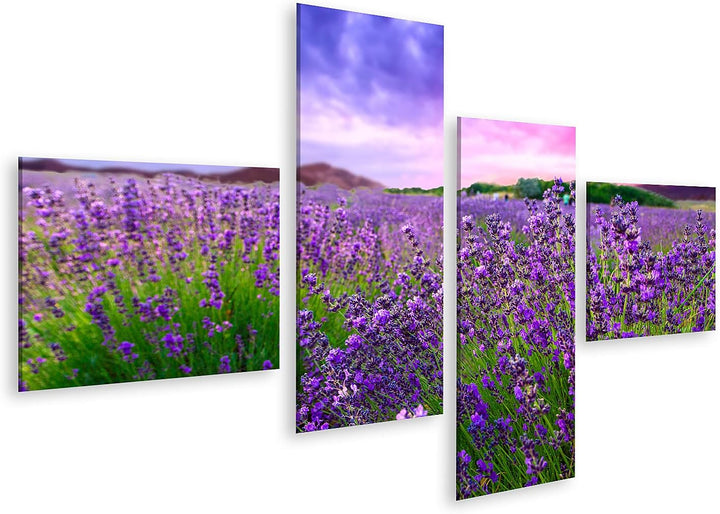 islandburner Bild auf Leinwand Sonnenuntergang Über Einem Lavendelfeld Tihany Ungarn Bilder Wandbild