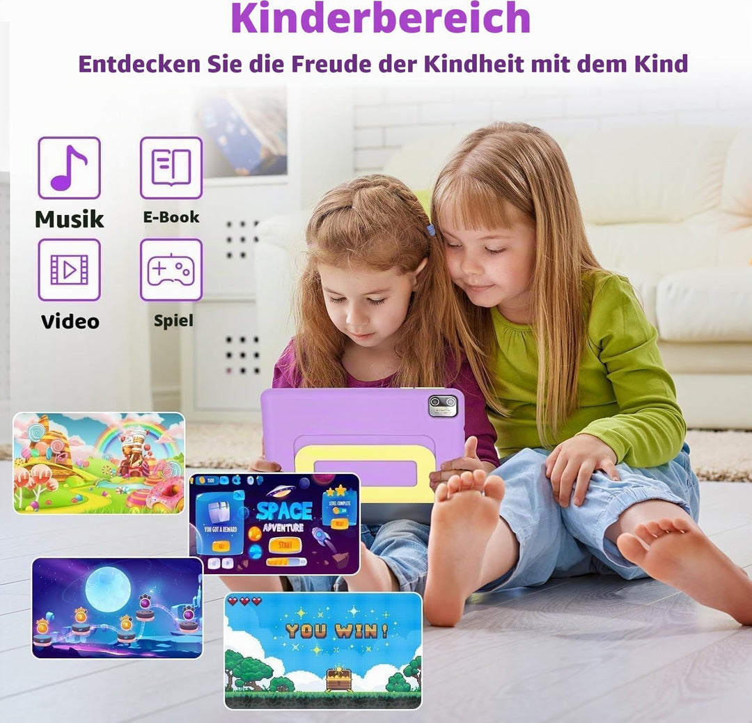 7 Zoll Kinder Tablet mit Hülle, Android Tablet für Kinder, 8GB+64GB(128GB TF Expand), 1024x600 HD Di
