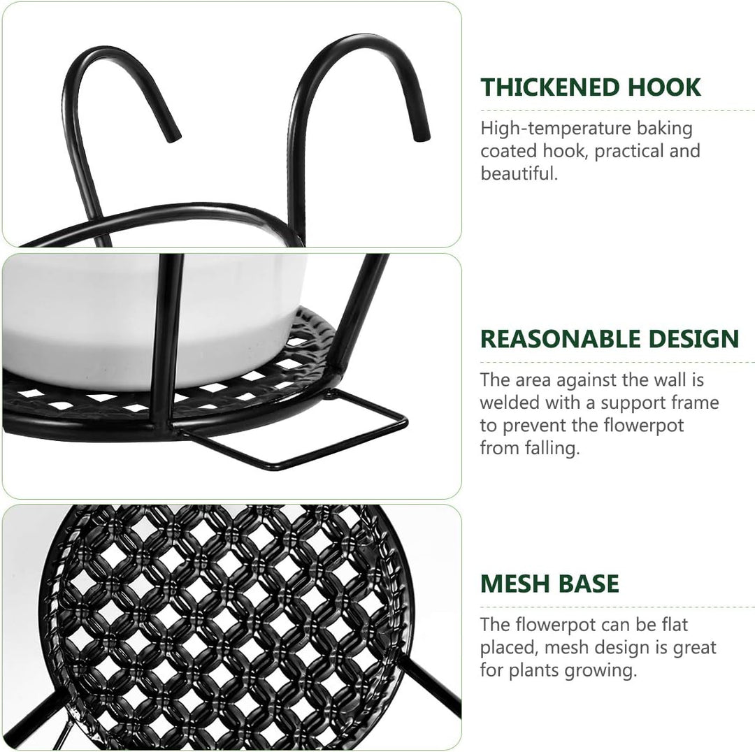 HEMOTON Eisen Kunst Hängende Körbe Blumentopfhalter Kleiderbügel 3Er Pack - Ideal für Terrassenbalko