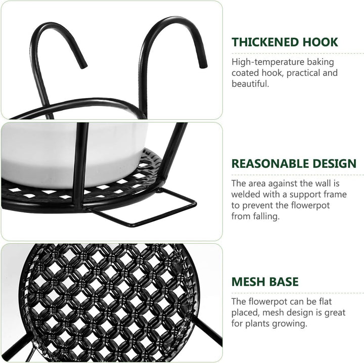 HEMOTON Eisen Kunst Hängende Körbe Blumentopfhalter Kleiderbügel 3Er Pack - Ideal für Terrassenbalko
