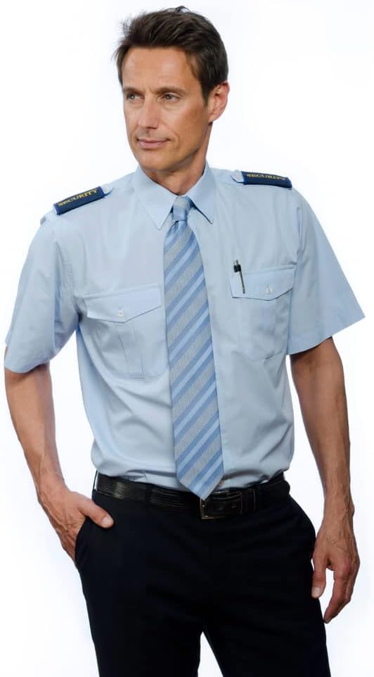 Nordhandel Hellblaue Pilotenhemden, Kurzarm, mit abnehmbaren Schulterklappen