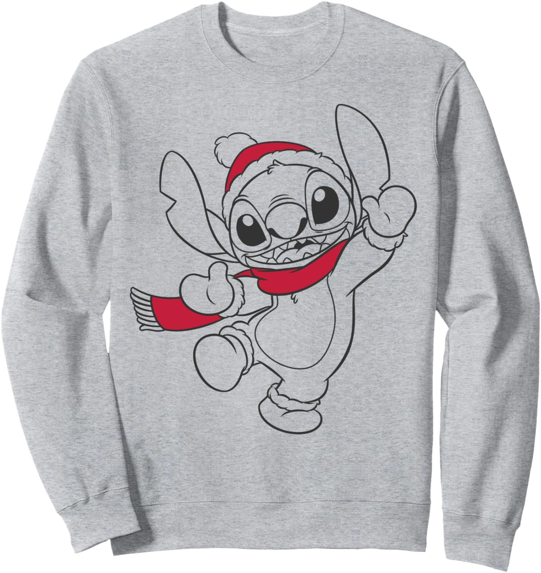 Disney Lilo & Stitch Christmas Stitch Scarf And Hat Outline Sweatshirt