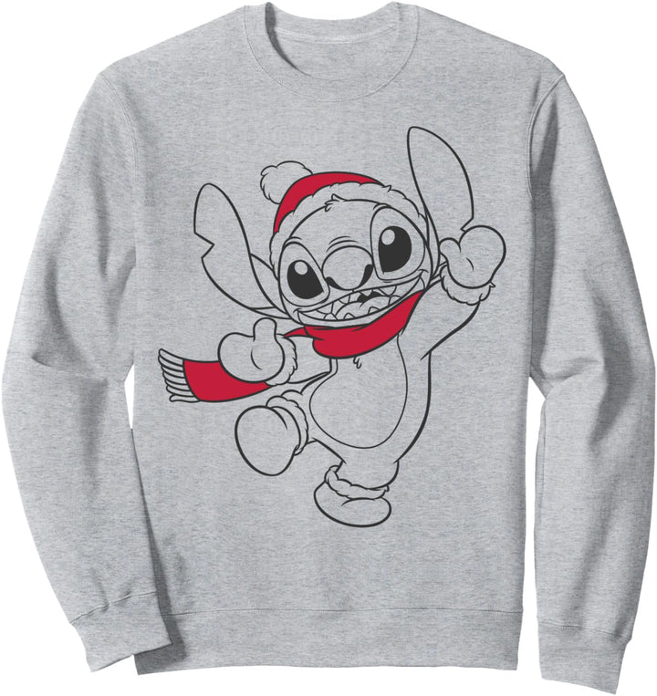 Disney Lilo & Stitch Christmas Stitch Scarf And Hat Outline Sweatshirt