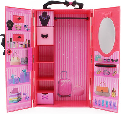 Toclsixz Puppen kleiderschrank für 30cm Puppe Zubehör und Kleidung inklusive Kleiderschrank, Schuhre