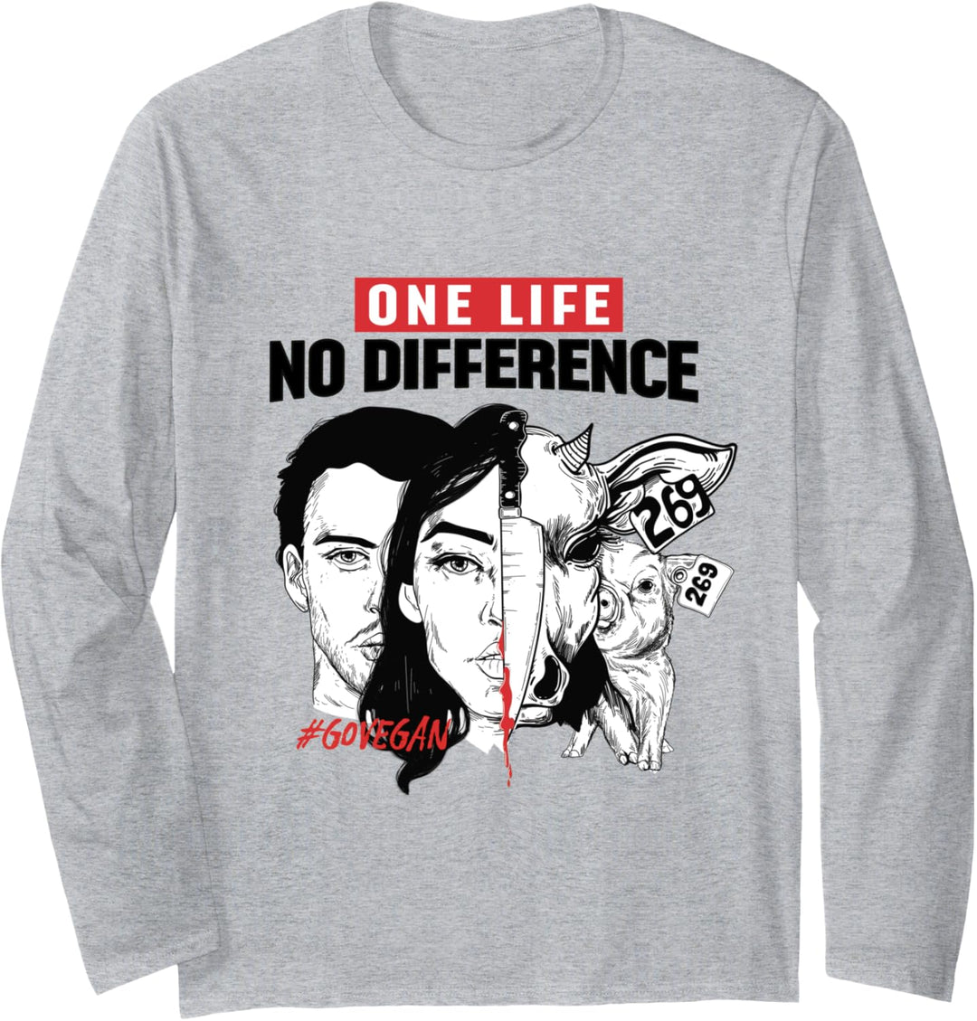 One Life Animal Rights Tierrecht Veganer Tierschutz Go Vegan Langarmshirt