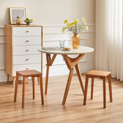 IBUYKE 4er Set Esszimmerhocker, Holzstapelstuhl mit Rutschfester Matte, Stapelhocker für Klassenzimm