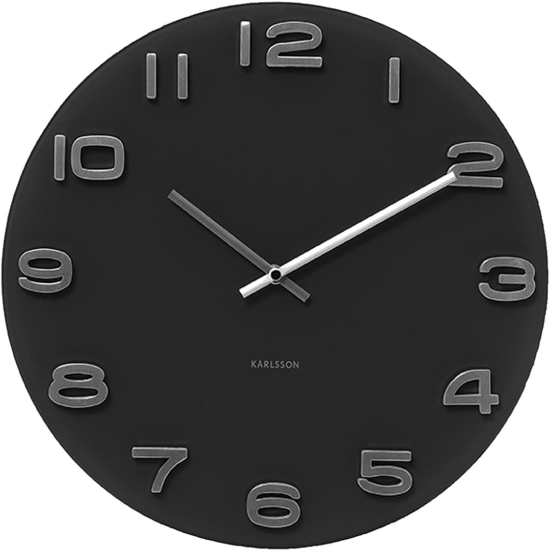 Karlsson KA4401 Wanduhr Vintage Glas Schwarz, Black, 35x35x4.2 cm 35x35x4.2 cm Schwarz, 35x35x4.2 cm