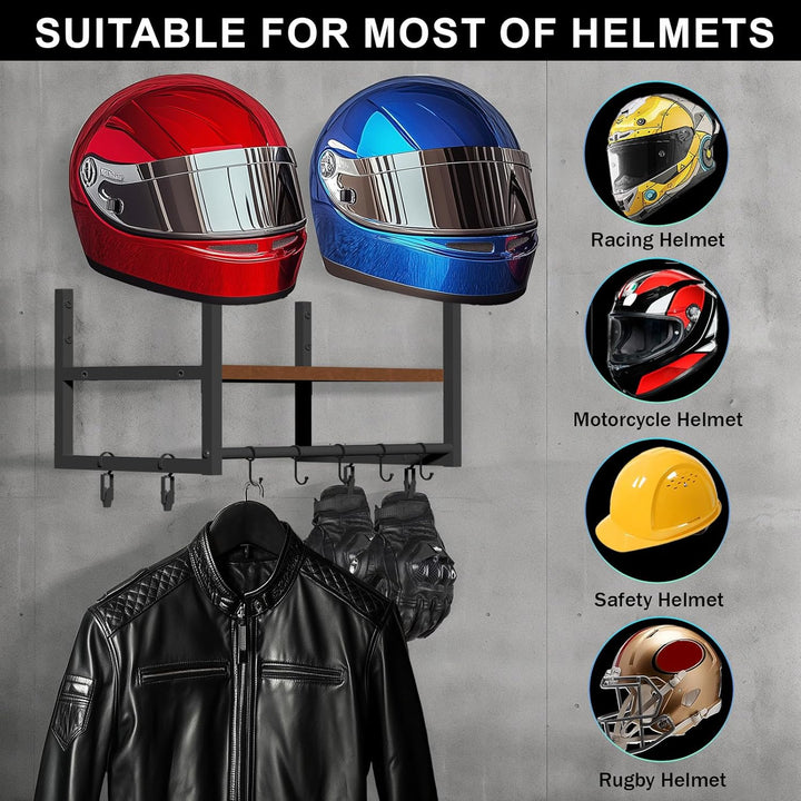 Helmhalter Wand Wandhalterun, Motorradhelmhalter Plattenständer Display Organizer mit 1 Holzschichtb