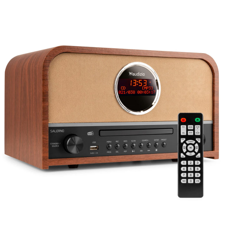 Audizio Salerno - DAB Radio Tuner, stilvolles Retro Radio mit kristallklarem Sound für EIN tolles Hö