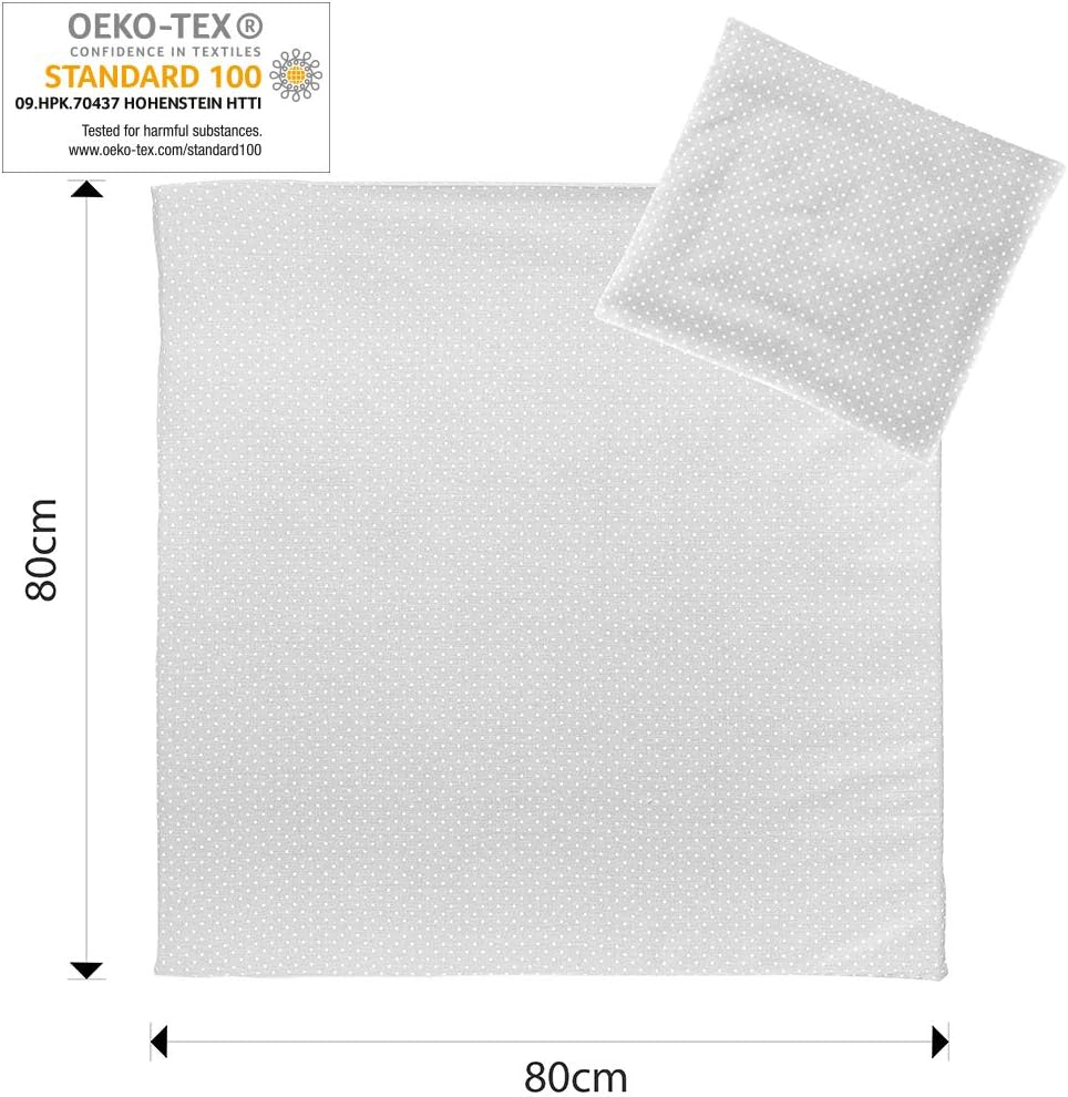 Fillikid Babybettwäsche - Deckenbezug 80x80 cm, Kissenbezug 35x40 cm - 100% Baumwolle - Kinder Bettw