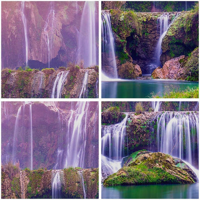 Bilder auf Leinwand 100x70cm Leinwandbild mit Rahmen Wasserfall Natur Gross Wanddeko Bild Schlafzimm