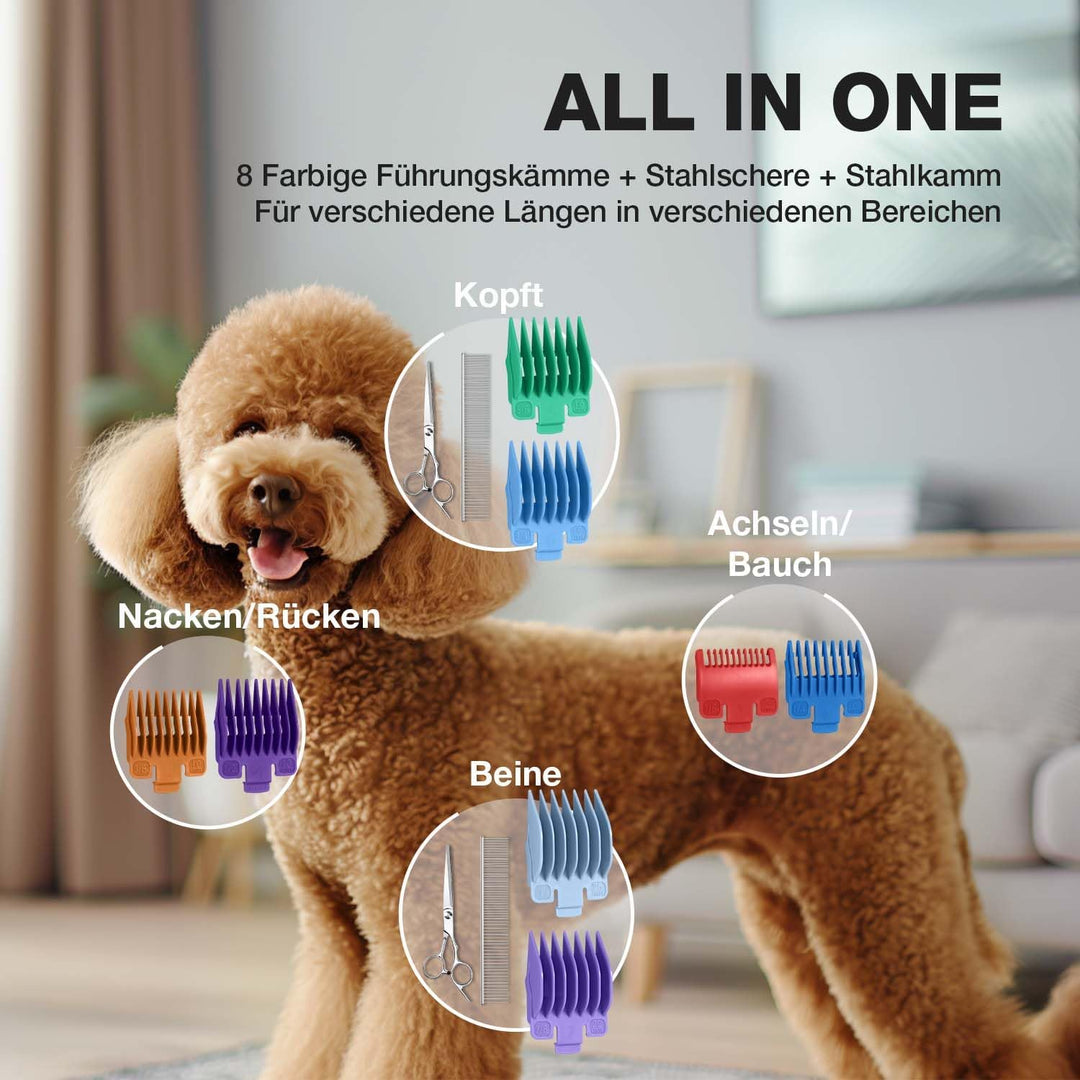 Leise Hundeschermaschine Dichtes Fell, Profi Schermaschine Hund aus Edelstahl,Professionelle Hunde H