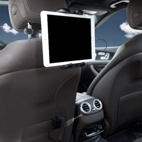 Macally HRMOUNTPRO4UAC, Kopfstützen Autohalterung mit USB Ladegerät für alle iPad & Tablet PCs bis 2