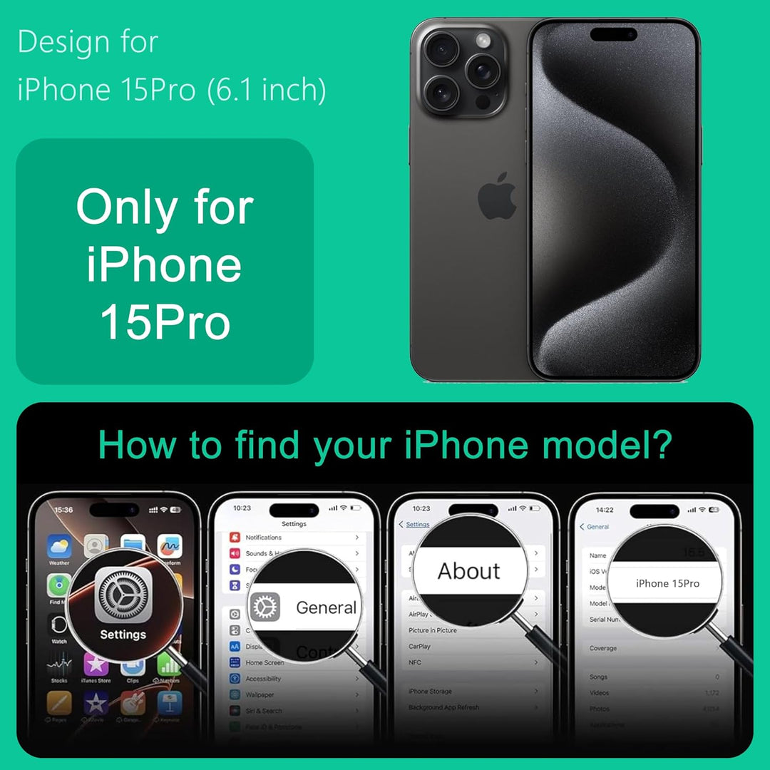 ONES Magnetisch für iPhone 15 Pro Ultradünne Hülle, Kompatibel mit MagSafe, Fallschutz in Militärqua