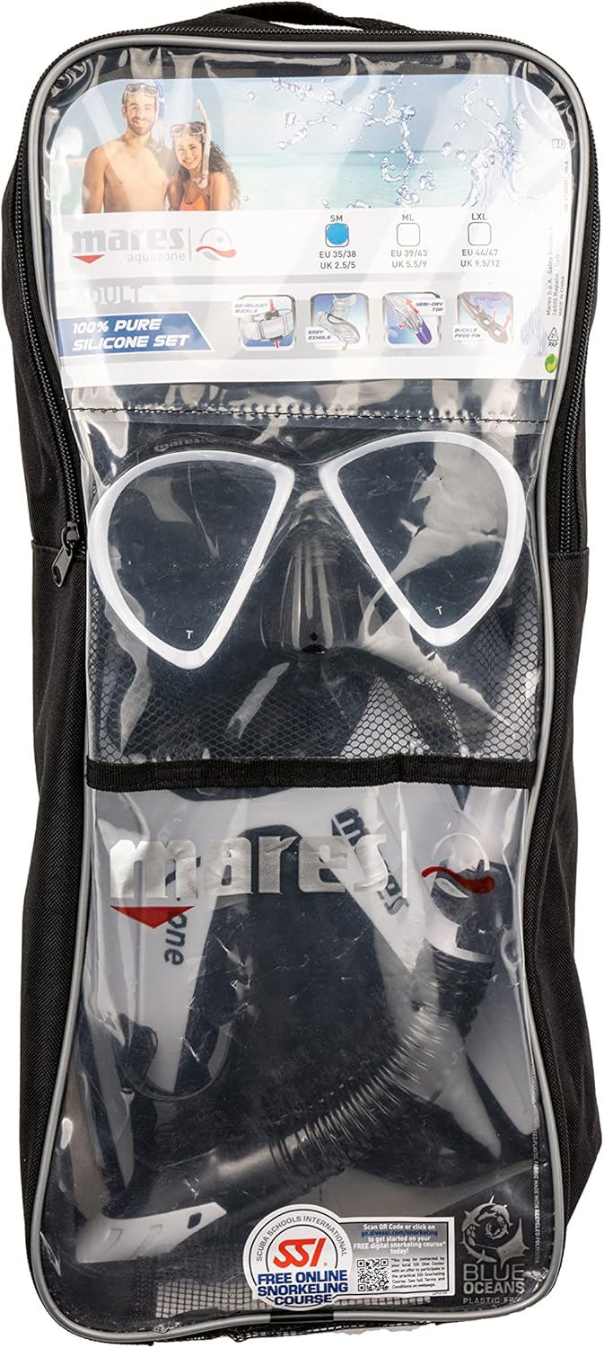 Mares Erwachsene Maske plus Schnorchel plus Flosse Set X-One Marea M/L Weiss/Lime, M/L Weiss/Lime