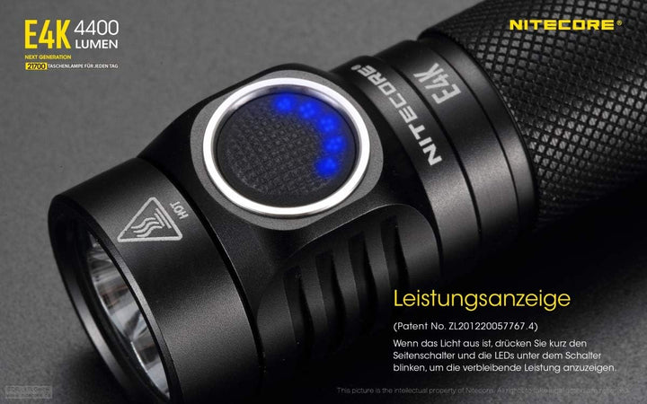 NITECORE E4K - 4400 Lumen, Akku über USB ladbar