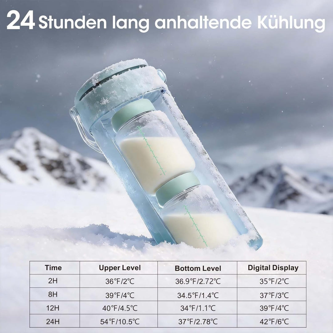 MQUPIN Tragbarer Muttermilchkühler mit Temperaturanzeige, 360°-Kühlung Für muttermilch aufbewahrung,