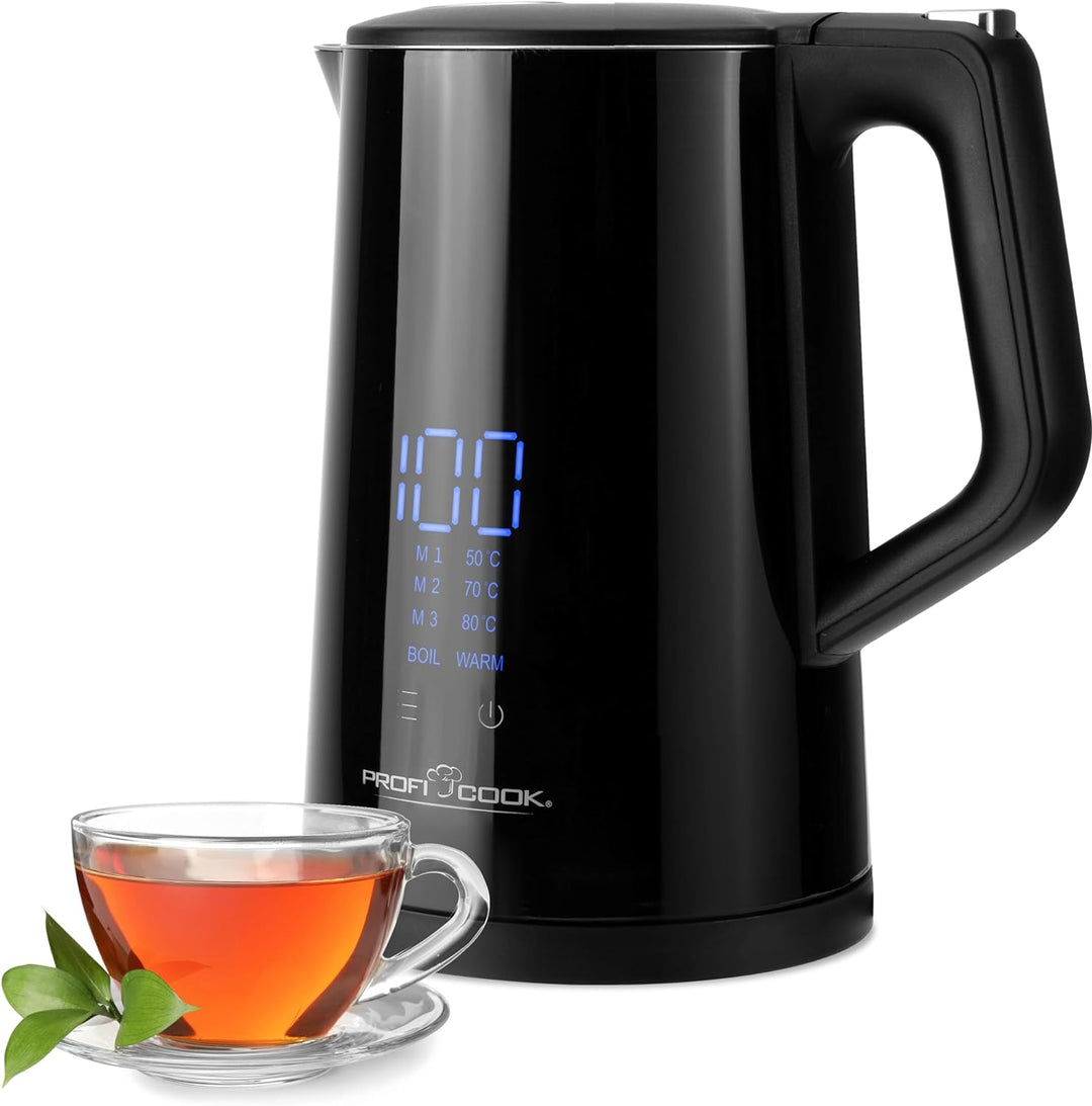 ProfiCook® Wasserkocher mit Temperatureinstellung 1,7 Liter – Temperaturauswahl 50°-100°C, Soll & Is