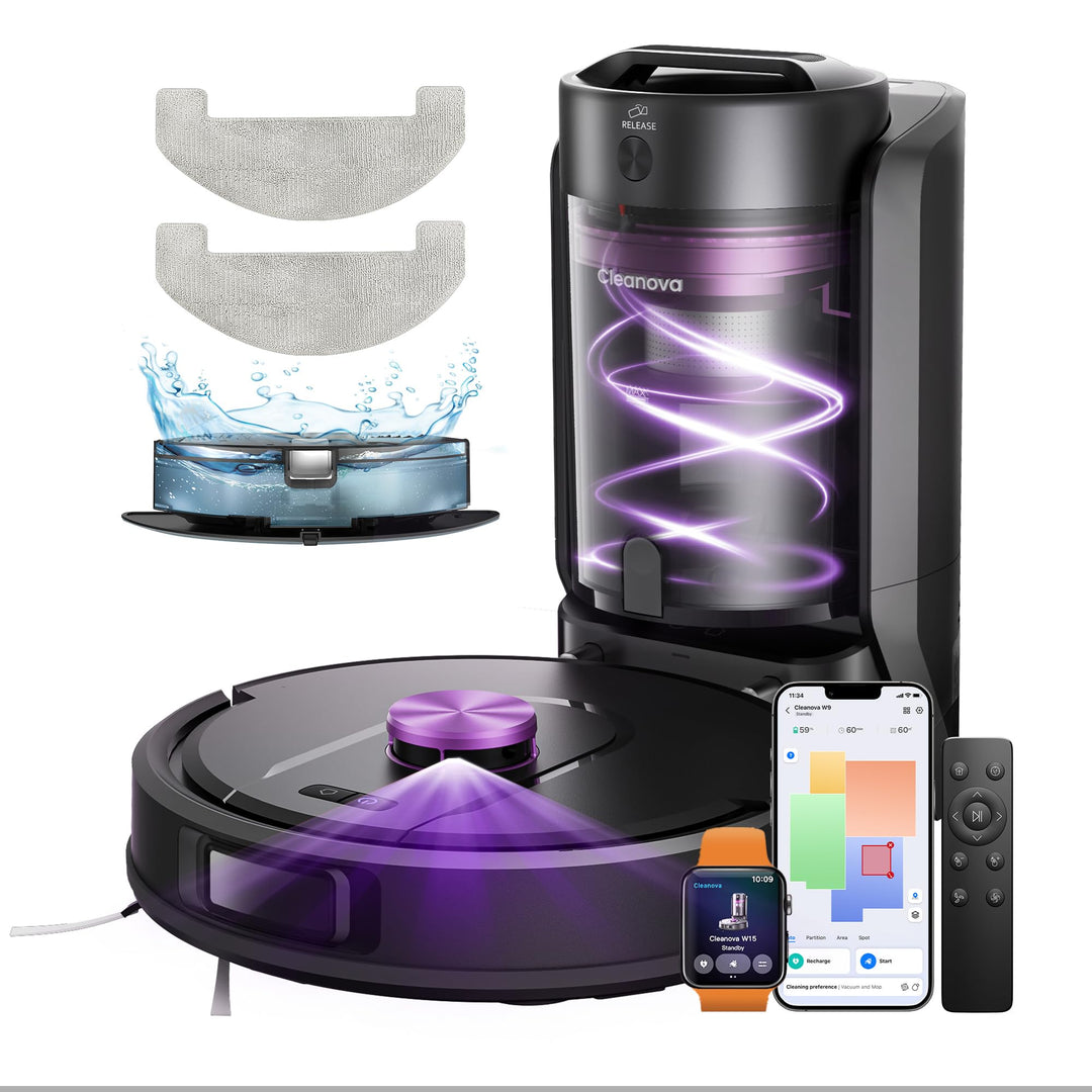 Vexilar W15 Saugroboter mit Wischfunktion und beutelloser Multi-Zyklon-Absaugstation, 10000Pa, LiDAR