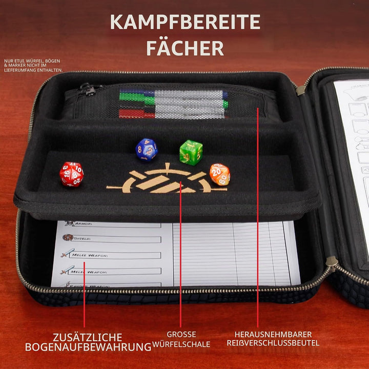 ENHANCE RPG-Organizer-Tasche – DND-Ordner mit integriertem Zeichenblatthalter und löschbarem Anreiss