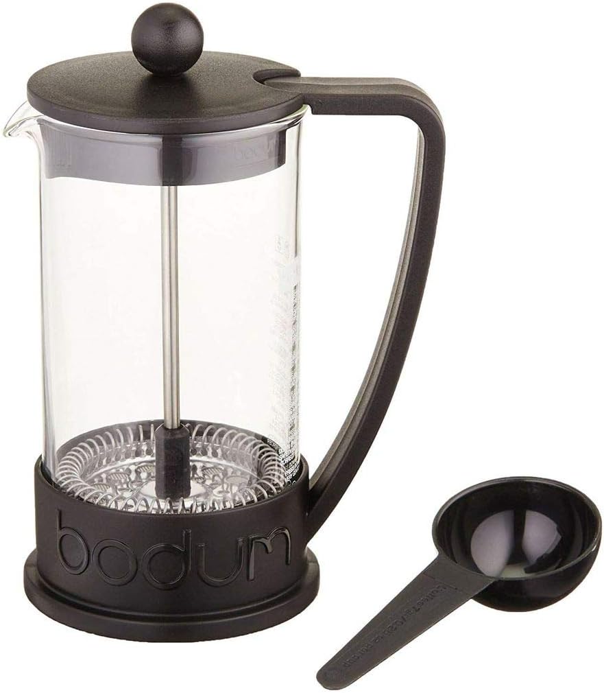 Bodum BRAZIL Kaffeebereiter (French Press System, Permanent Edelstahl-Filter, 1,0 liters) schwarz Sc