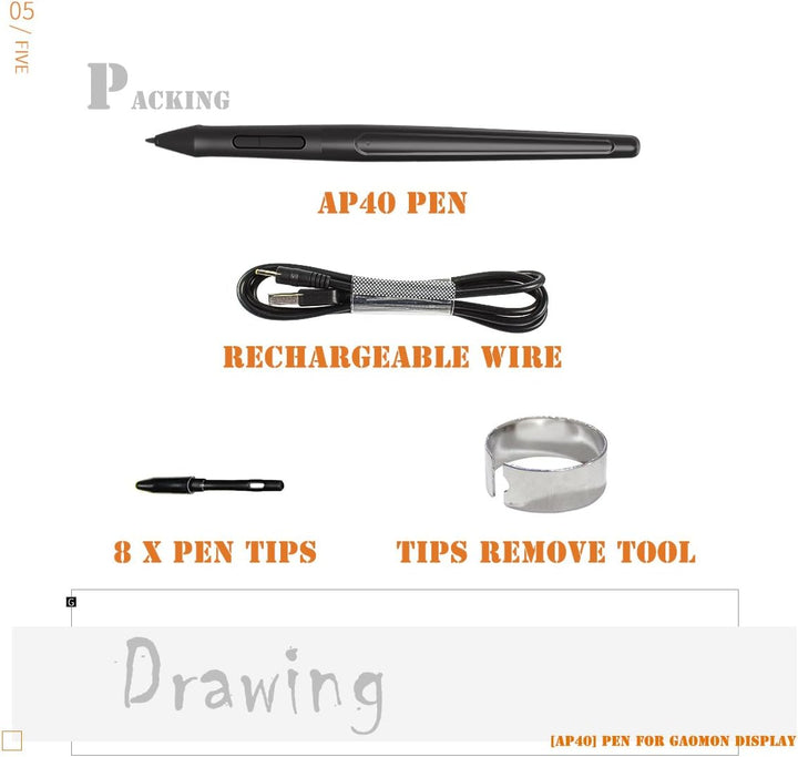 GAOMON ArtPaint AP40 Wiederaufladbare Stift PD1560