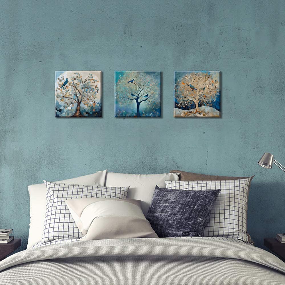 Piy Painting Blauer Baum Leinwandbild Abstrakte Moderne Wohnzimmerbilder Kunstdrücke auf Leinwand Um