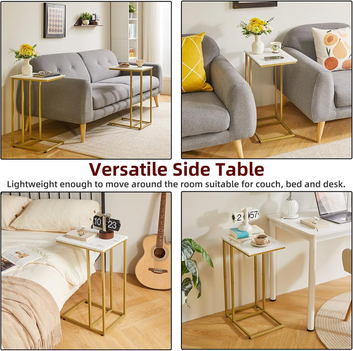 Aibiju C-Form Beistelltisch, Betttisch Laptoptisch, Beistelltisch Sofa, Geeignet für Schlafzimmer, W