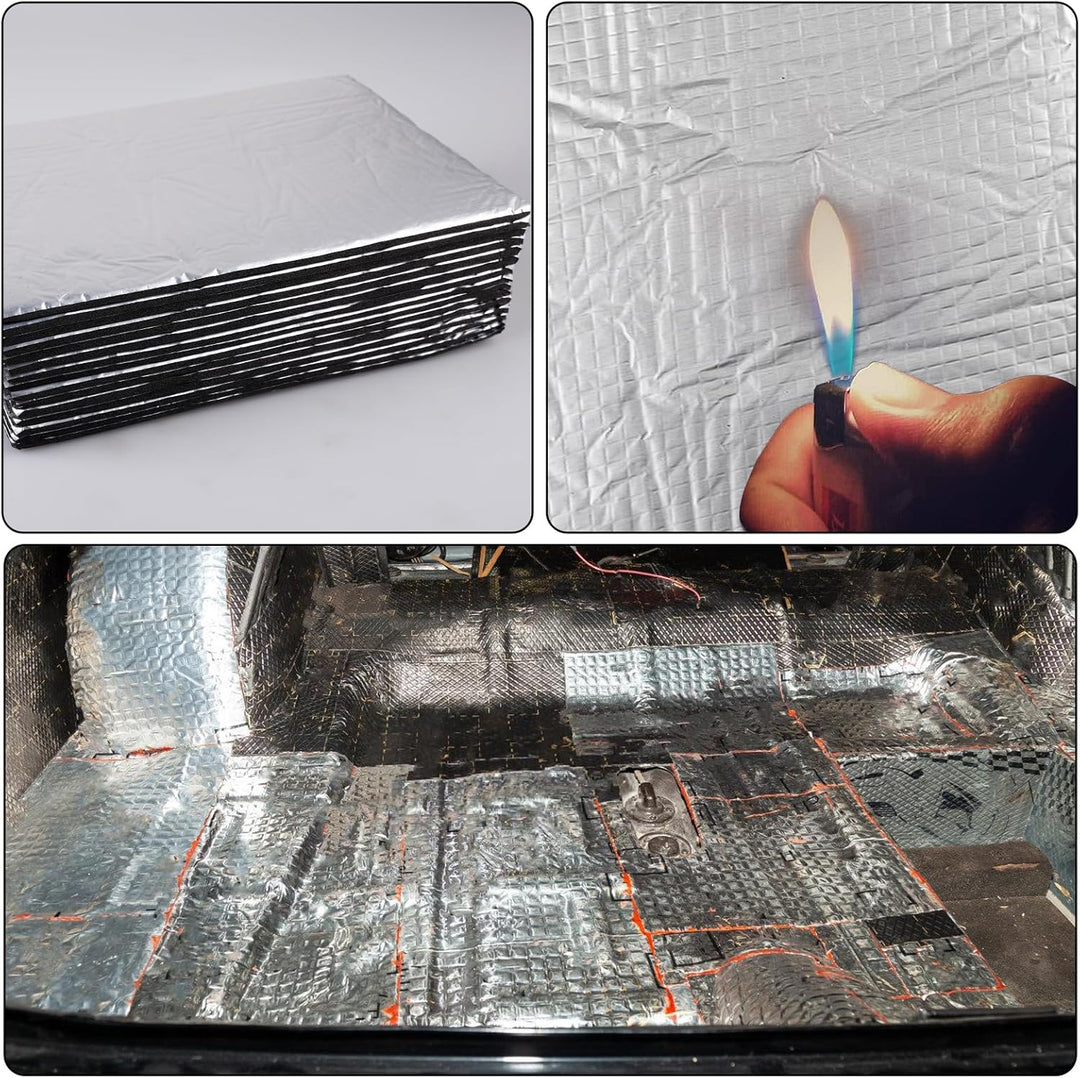12 Stück Alubutyl Platten Dämmmatte, 400 * 250 * 5mm Isolierung Feuerfest Wasserdicht Antidröhnmatte