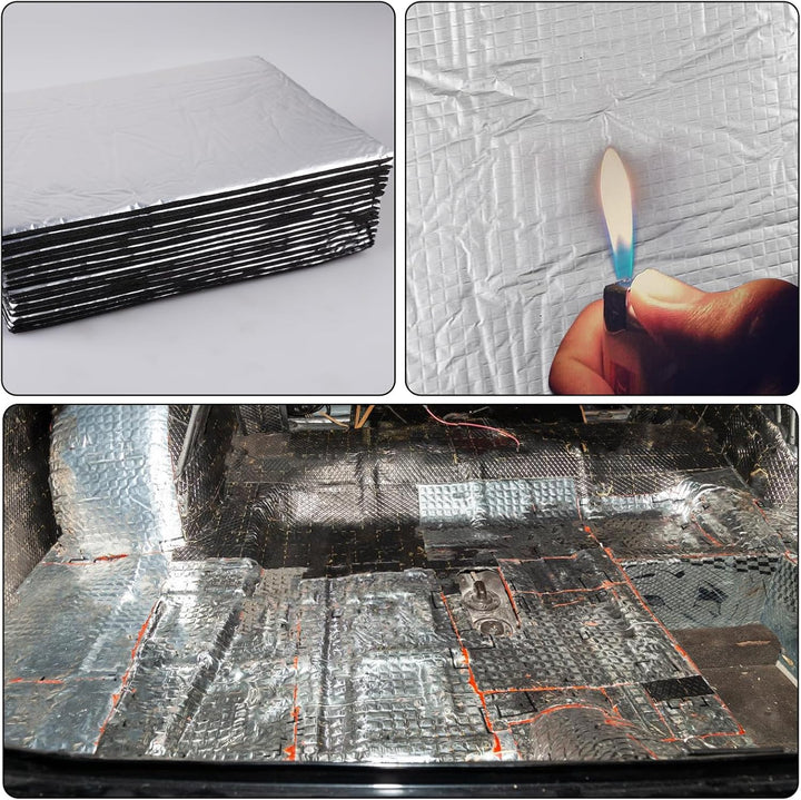 12 Stück Alubutyl Platten Dämmmatte, 400 * 250 * 5mm Isolierung Feuerfest Wasserdicht Antidröhnmatte