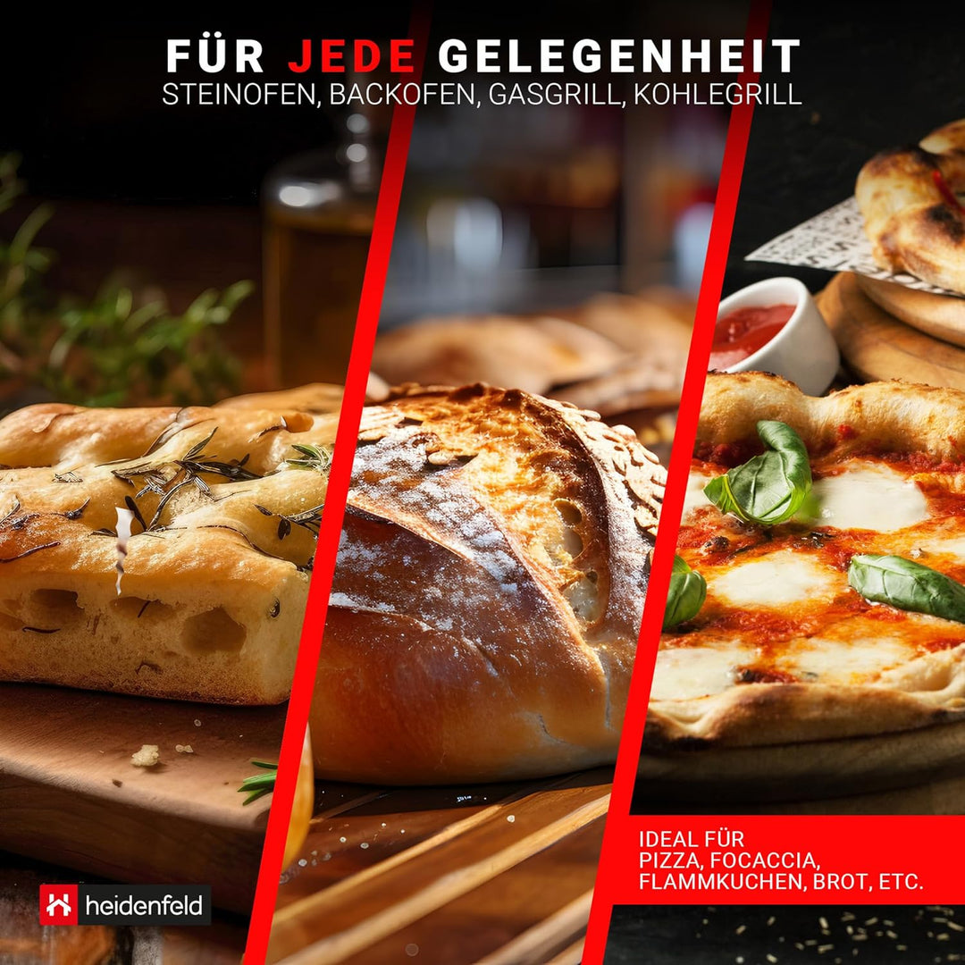 Heidenfeld Premium Pizzaschieber Forno | Pizzaschaufel perforiert - Grosse Fläche 34.0 x 33.0 cm - S