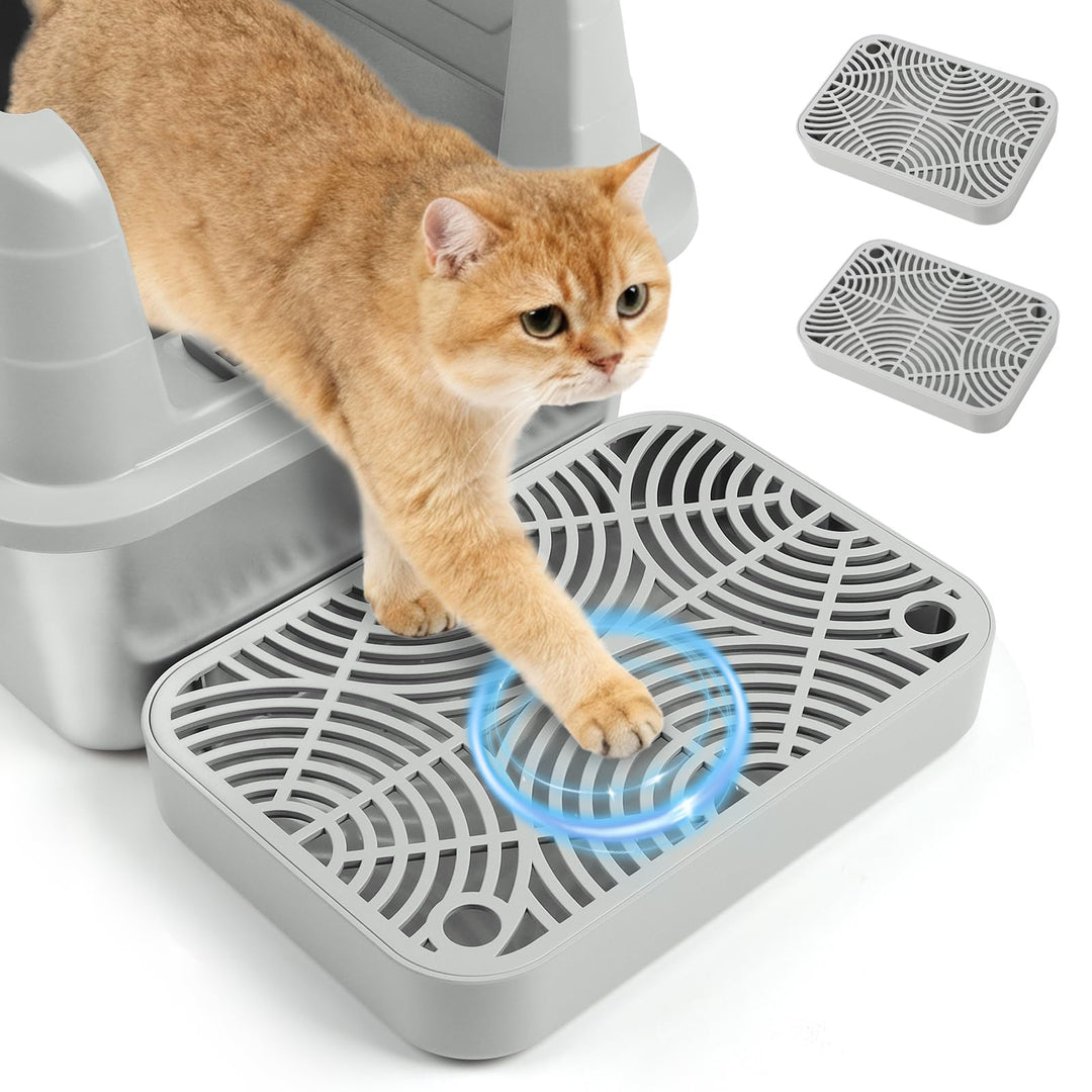 Kalolary 2 Packung Katzenstreu-Rampe mit Filtersystem – rutschfeste Treppe für Katzentoilette, Litte