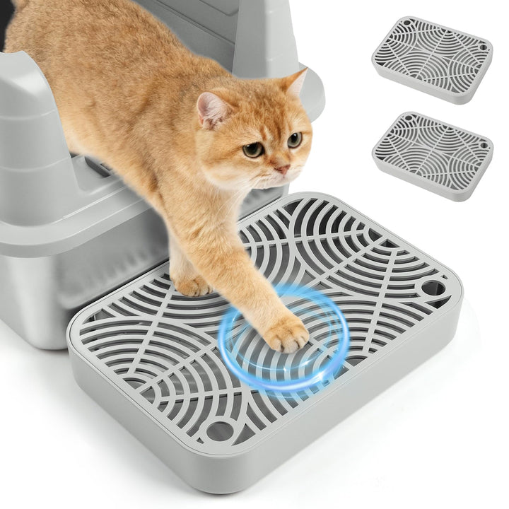 Kalolary 2 Packung Katzenstreu-Rampe mit Filtersystem – rutschfeste Treppe für Katzentoilette, Litte