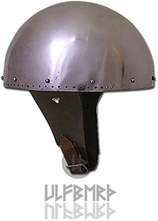 Ulfberth - Mittelalter Hirnhaube aus 2 mm Stahl – Schaukampftauglich – Reenactment Helm mit Lederinl