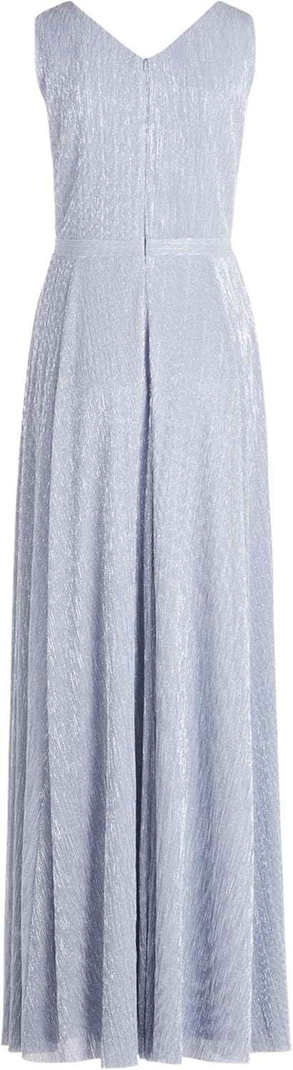 Vera Mont Damen Abendkleid mit Plissee 38 Blau/Weiss, 38 Blau/Weiß