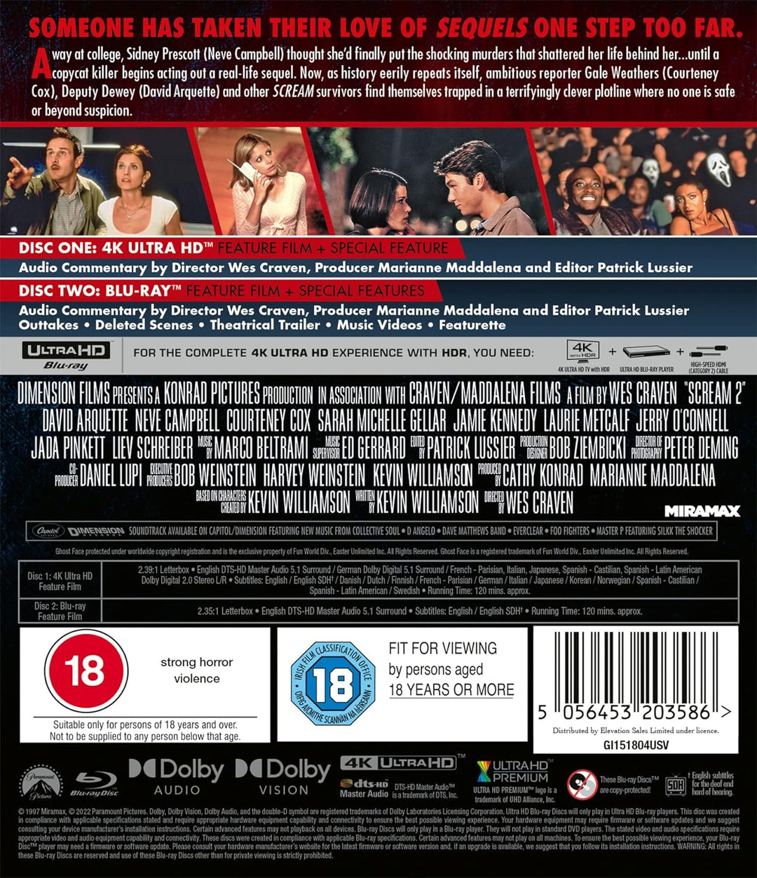 Scream 2 4K UHD + Blu-ray [Region A & B & C], Blu-ray