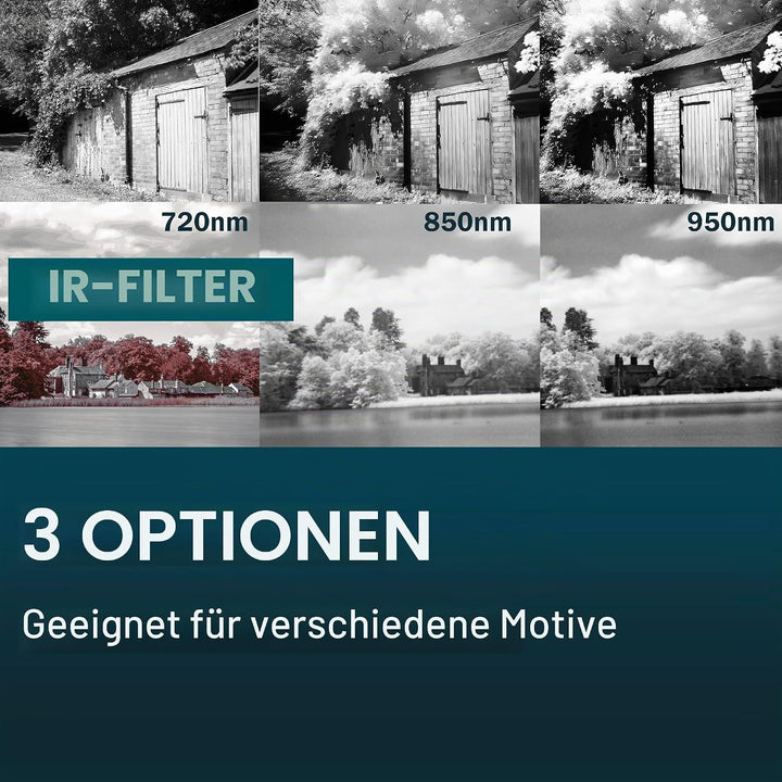 MaD Camera - 52mm R85 IR Infrarotfilter - 850nm Premium DSLR-Objektivfilter für kontrastreiche Schwa