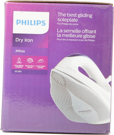 Philips GC160/02 Trocken-Bügeleisen mit DynaGlide-Bügelsohle, 1200 Watt, weiss/blau