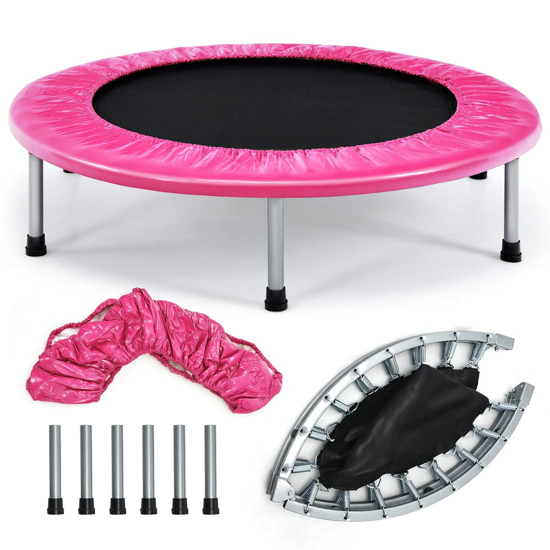 GOPLUS Trampolin Indoor, Ø97cm Fitnesstrampolin bis 150 kg belastbar, Kindertrampolin klappbar mit r