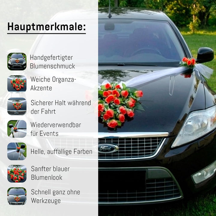 Spitze STRAUss Auto Schmuck Braut Paar Rose Deko Dekoration Autoschmuck Hochzeit Car Auto Wedding De